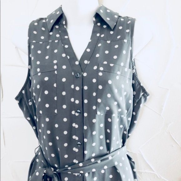 Grey Blue White Polka Dot Tie Knit Wrap Dress XS - Picture 5 of 5
